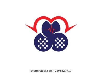 Heart logo, check mark flat icon symbol.  Logo for health care People Care Logo Template. 