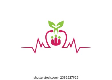 Logo del corazón, marca el símbolo de icono plano.  Logo para la plantilla del logotipo People Care. 