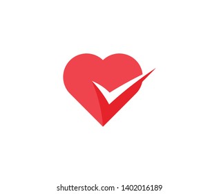 Heart logo check mark vector 