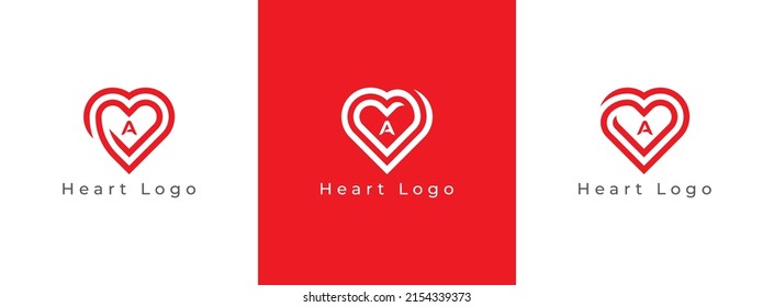 Heart Logo Concept sign icon symbol Design. Heart with Letter A. Vector illustration logo template 