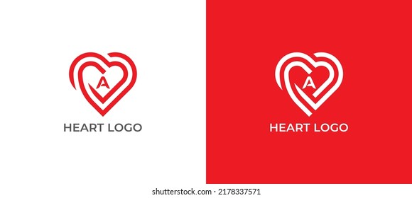 Heart Logo Concept sign icon symbol Design with Letter A. Heart Symbol. Vector illustration logo template