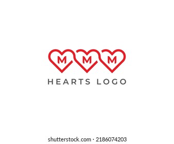 Heart Logo Concept sign icon symbol Design with Letter M. Heart Logotype. Vector illustration template  