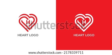 Heart Logo Concept sign icon symbol Design with Letter H. Heart Vector Symbol. Vector illustration logo template