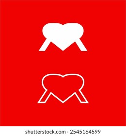 Heart logo design with abstract MR letter concept.