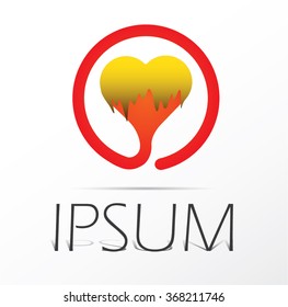 Heart logo design in circle.