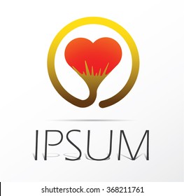 Heart logo design in circle.