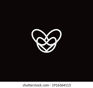 heart logo design element with monoline style