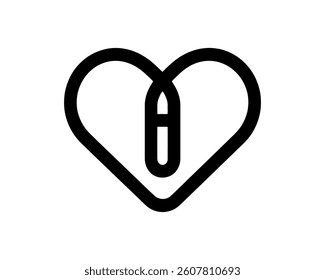 Heart logo design icon symbol vector template. Outline love heart logo vector icon illustration