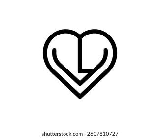 Heart logo design icon symbol vector template. Outline love heart logo vector icon illustration