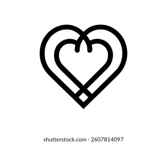 Heart logo design icon symbol vector template. Outline love heart logo vector icon illustration