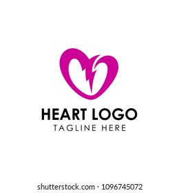 Heart logo design inspiration, heart and bolt logo design inspiration, heart logo vector