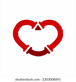 Heart logo design with pipe element. Can be used for plumber identity.