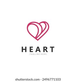 Heart logo design template, luxury ribbon Valentines day and love stripe logotype