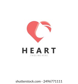 Herz-Logo-Design-Vorlage, Luxus-Band Valentinstag und Liebe Streifen Logotype