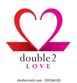 Heart logo design with two numbers together to form a heart. create by vector file