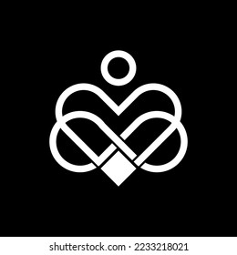 Heart logo design vector with graphic art in black and white color