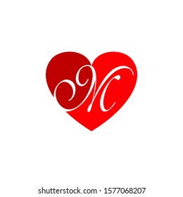 Heart Logo design vector template. Happy Valentines Day concept. graphic modern m letter heart sign