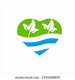 Diseño del logo cardiaco con olas y flores.