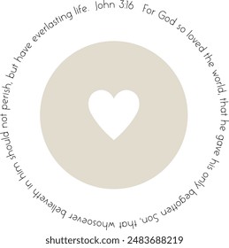 Logo del Corazón con el amor de Dios Versículo de la Biblia Redes Sociales Post Ilustración vectorial