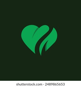 Heart logo, green heart with leaf logo