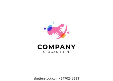 heart logo with hand care in caring love symbol colorful logo design