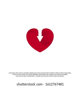 heart logo icon with arrow. beautiful valentine day love icon. 