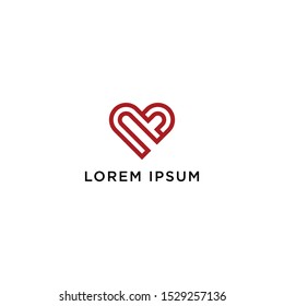 Heart Logo Icon Design Template. Love Symbol, Medical, Healthy, Abstract, Monogram, Valentines day, Romance, Wedding, Ornament Vector Illustration