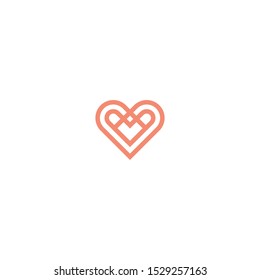 Heart Logo Icon Design Template. Love Symbol, Medical, Healthy, Abstract, Monogram, Valentines day, Romance, Wedding, Ornament Vector Illustration