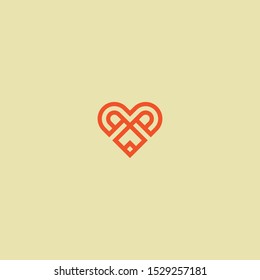 Heart Logo Icon Design Template. Love Symbol, Medical, Healthy, Abstract, Monogram, Valentines day, Romance, Wedding, Ornament Vector Illustration
