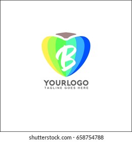 Heart logo icon design template elements. Letter B
