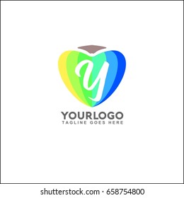 Heart logo icon design template elements. Letter Y