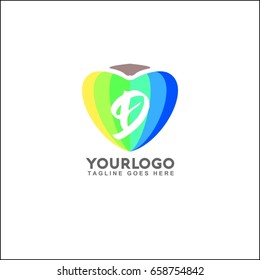 Heart logo icon design template elements. Letter D