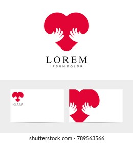 Heart Logo icon. Heart with hands