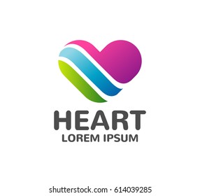 Heart logo. Heart icon. Love, Health, Care, Charitable  logo. Heart symbol, vector, shape. Medical logo.