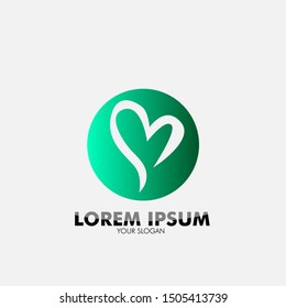 heart logo icon with ribbon illustration for beauty and health care company