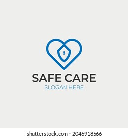 Heart logo icon with security symbol simple and iconic 