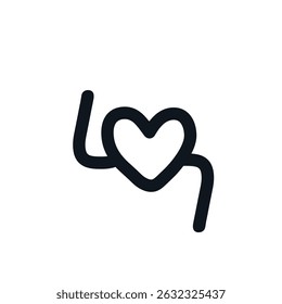 Heart logo icon sign Hand drawn ink sketch
