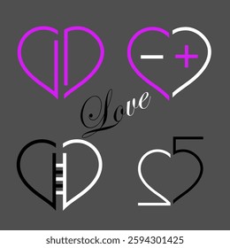 Heart logo icon, Valentine. Heart shape, love symbol vector.