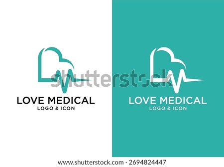 heart logo icon vector design with heartbeat