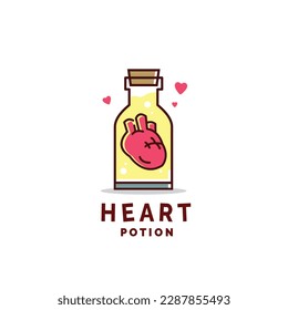 heart logo icon vector illustration in healing bottle