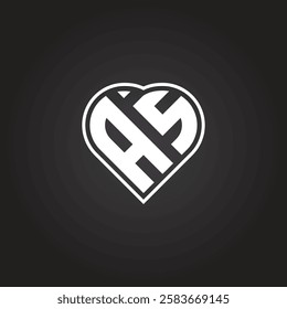 AS Heart  Logo - Initial Letter Logo for Alphabet A and S