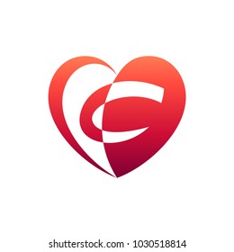 Heart Logo With Letter C Initial Logo Template