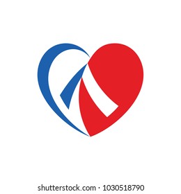 Heart Logo With Letter A Initial Logo Template