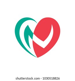 Heart Logo With Letter N Initial Logo Template