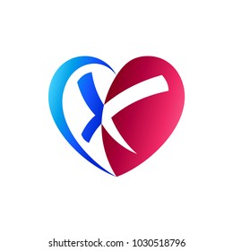 Heart Logo With Letter X Initial Logo Template