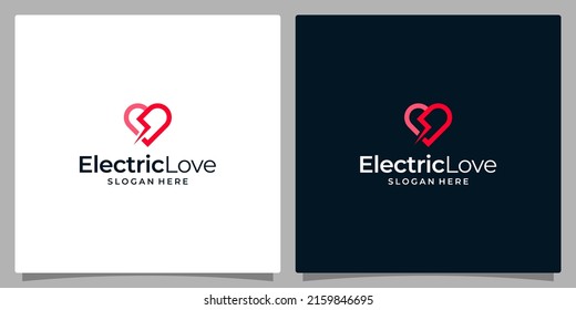 heart logo and lightning design vector illustration.