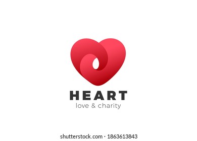 Heart Logo Love Charity Foundation design vector template.
Valentines Day Dating Couple concept Logotype icon.