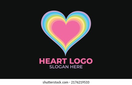 Heart logo or love logo vector design. Heart logo or app or icon design. Pastel color heart shape logo design.