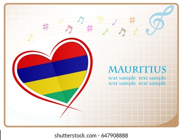 heart logo made from the flag of Mauritius