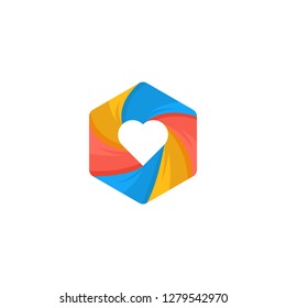 Heart logo, nature icon vector